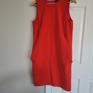 Red Woman Dress with big front pockets